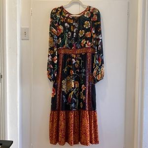 Anthropologie Adair velvet trimmed midi dress size 10